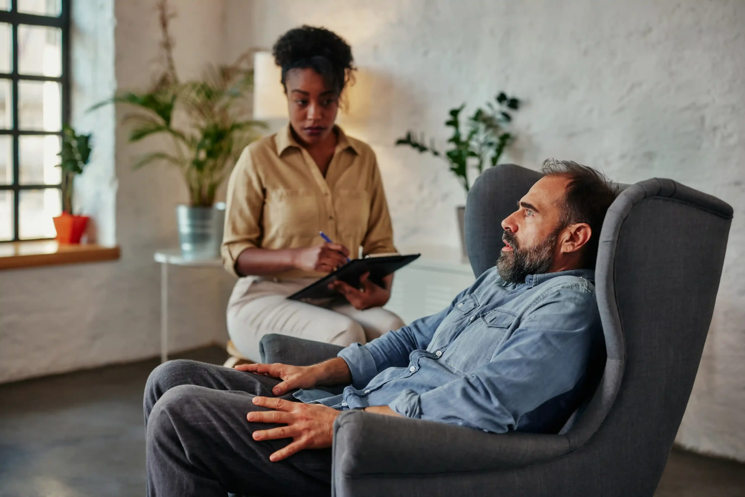 Client receiving one-on-one mental-health support from a licensed clinician.
