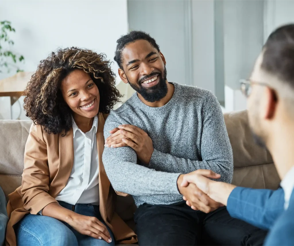 Partners having an emotional conversation in a calm setting